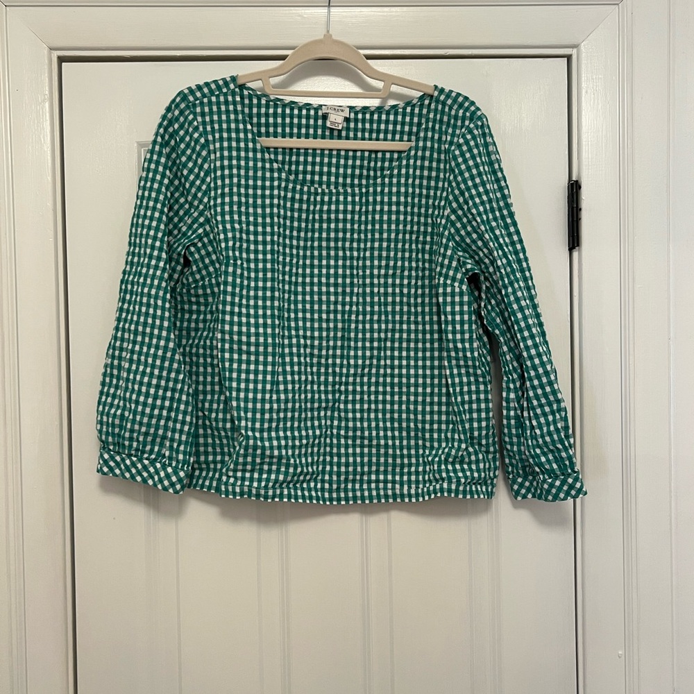 WOMENS J CREW CROPPED BLOUSE LIKE NEW SIZE LARGE